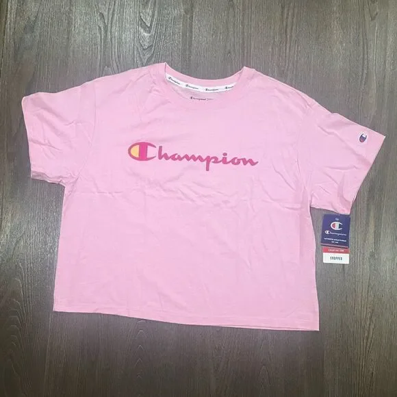 NWT Champion Pink Red Graphic Crop Top - Size 1X - Picture 1 of 4